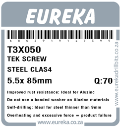 T3X050 - Tek Screw Steel Class 4 -T3X050_Label_T